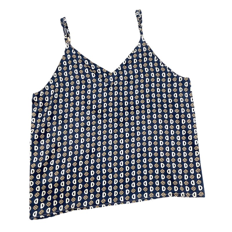 Letter Pattern Printed Silk Tank Top	