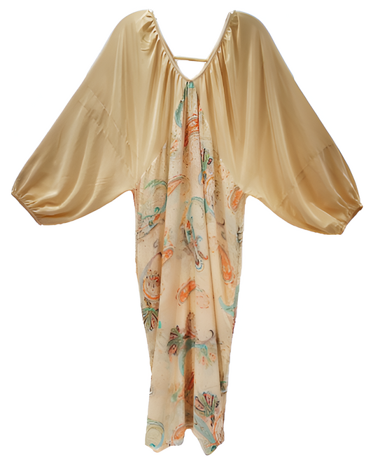 Beige Floral Patchwork Robe