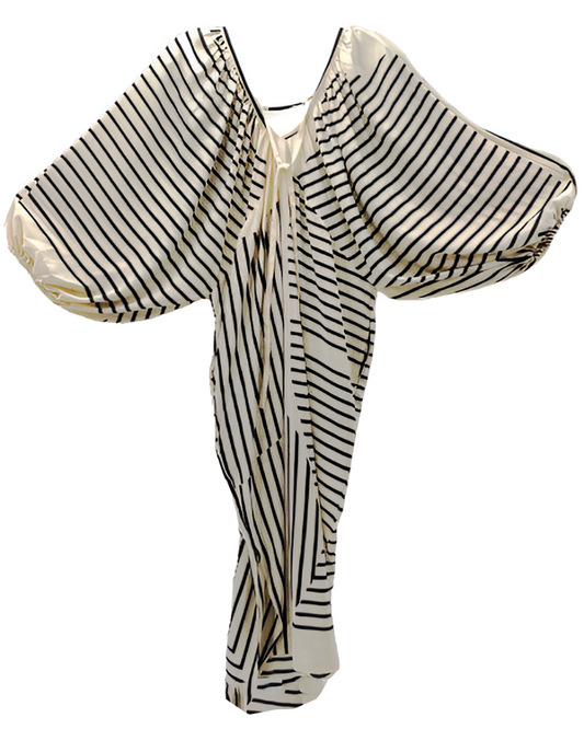 Black Striped Silk Robe