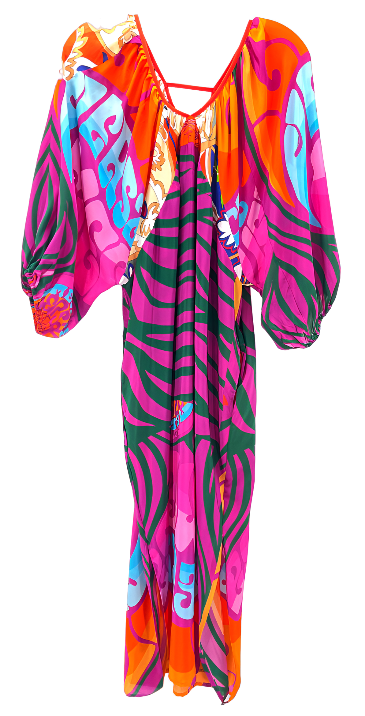 Pink Silk Robe with Abstract Print	