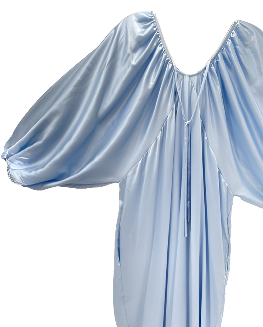 Light Blue Satin Lounge Robe	