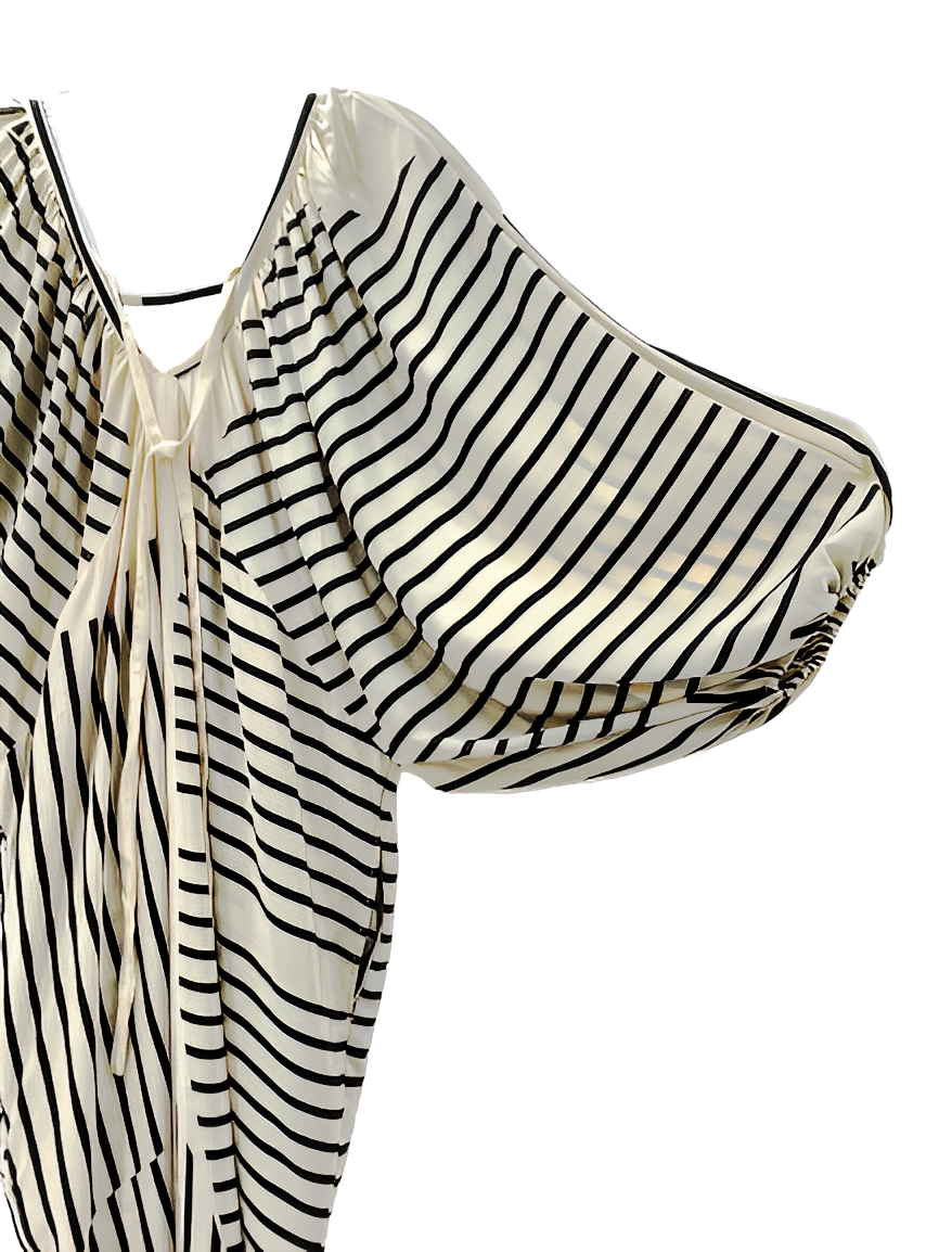 Striped Black Silk Lounge Robe	