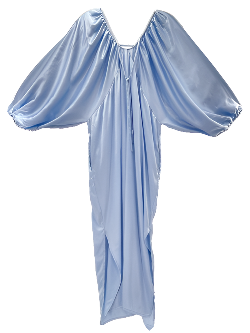 Soft Blue Silk Dressing Gown	