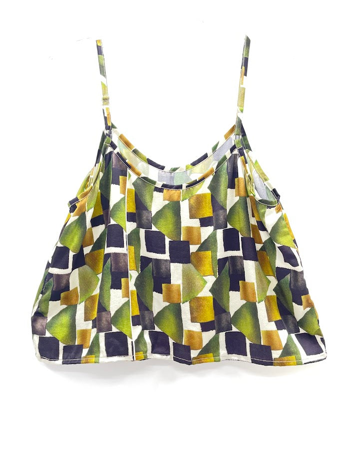 Geometry Pattern Printed Silk Tank Top	