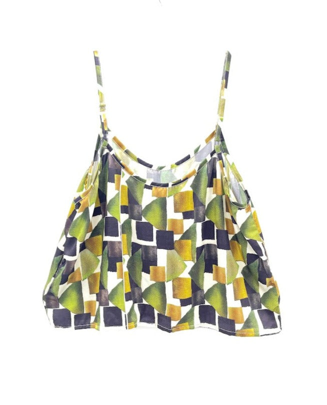 Women's Geometry Patterned Silk Tank Top	