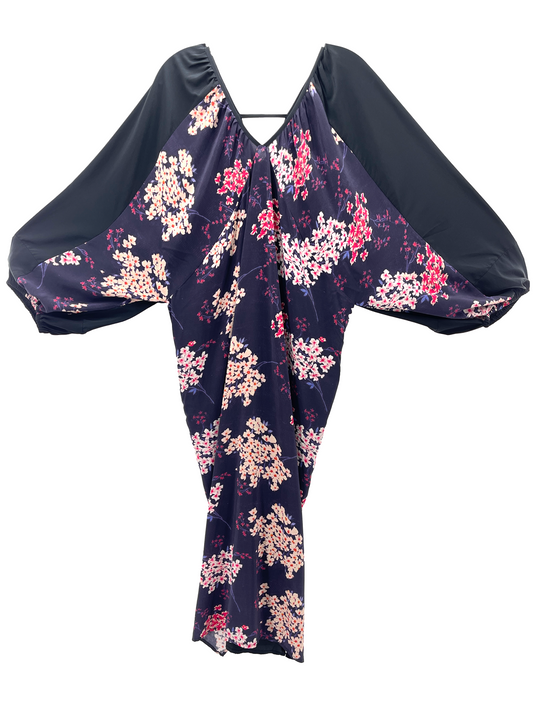 Floral Crepe De Chine Patchwork Robe